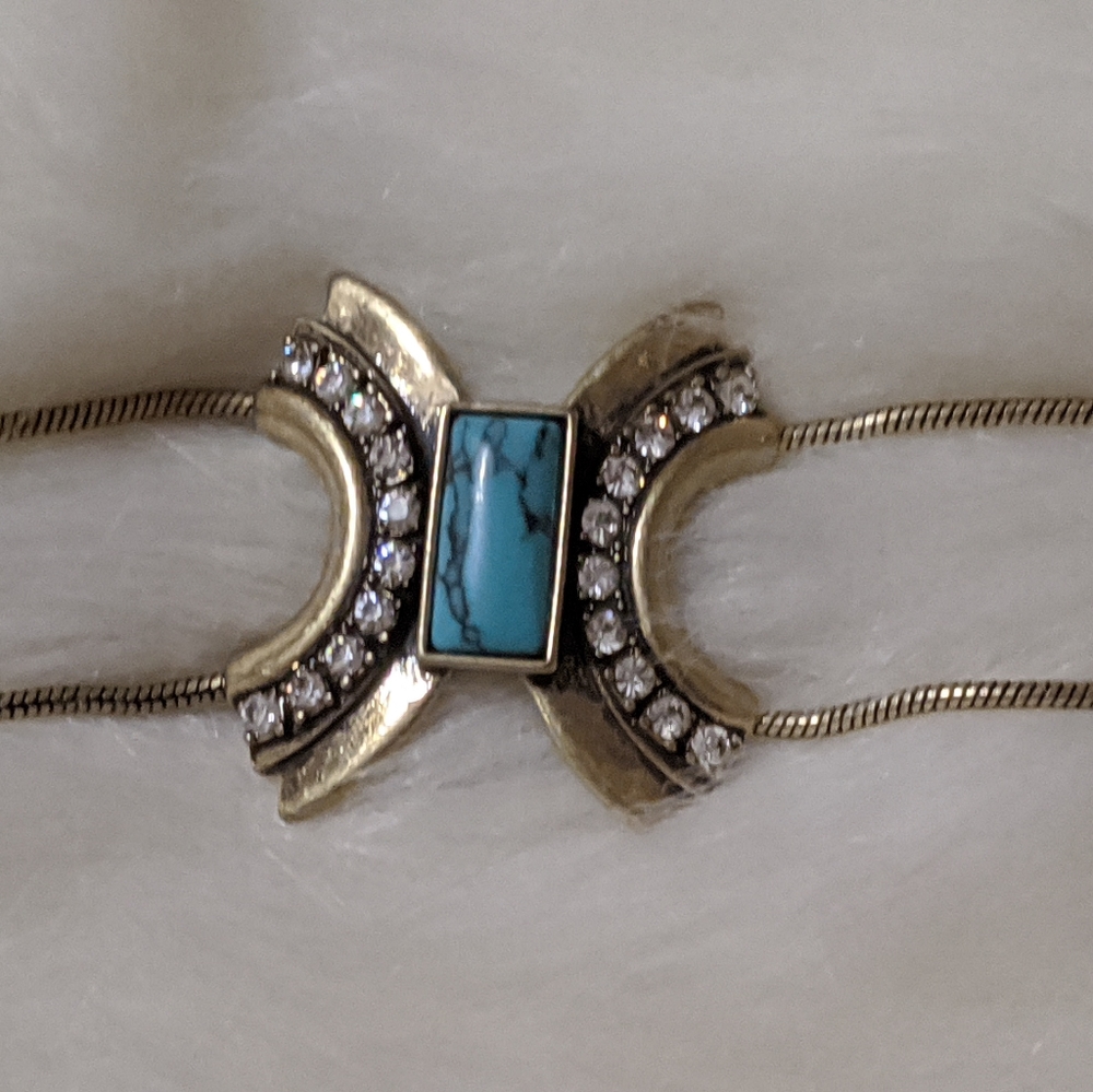 Turquoise and rhinestone toggle bracelet